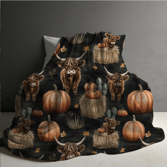 Blanket Halloween #10 - Fall Highland Cow - PREORDER ends 7/25
