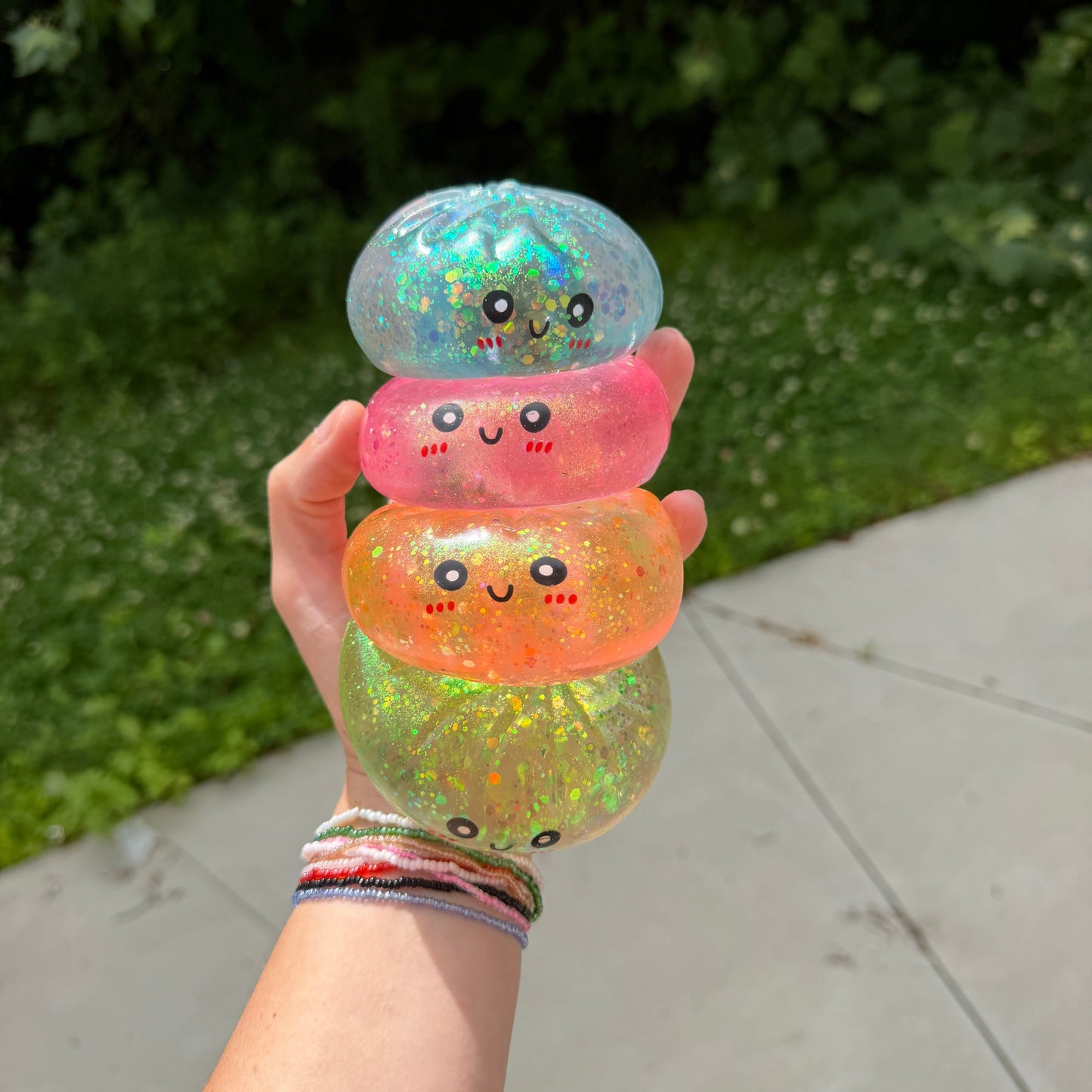 Squishy Toy - Viral Dumpling, Slow Rise Glitter #2 - Orange