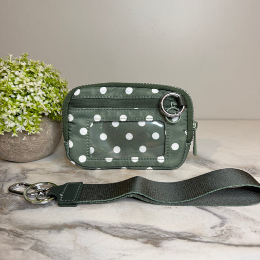 Rue - Nylon Wristlet Wallet - Olive Polka Dot