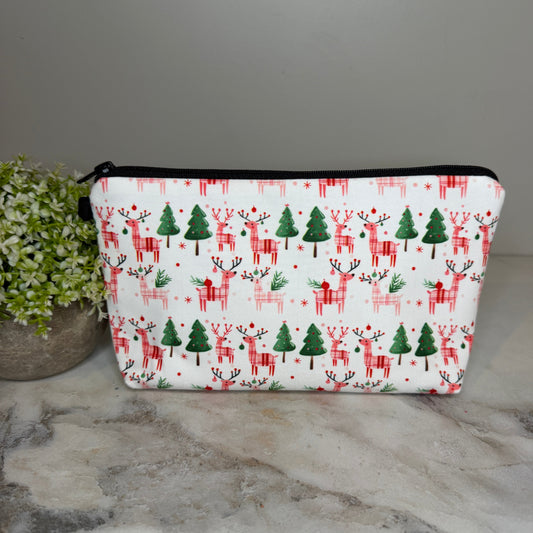 Pouch - Christmas Winter - Plaid Deer